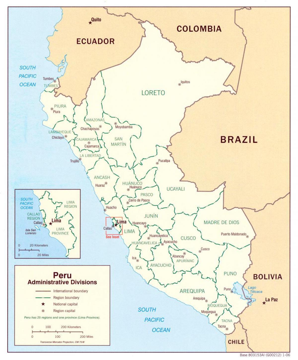 kort, der viser, Peru