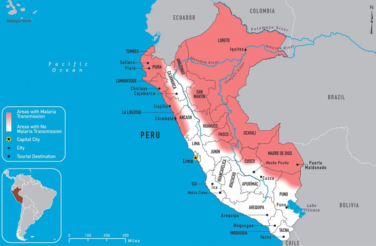 kort over Peru malaria