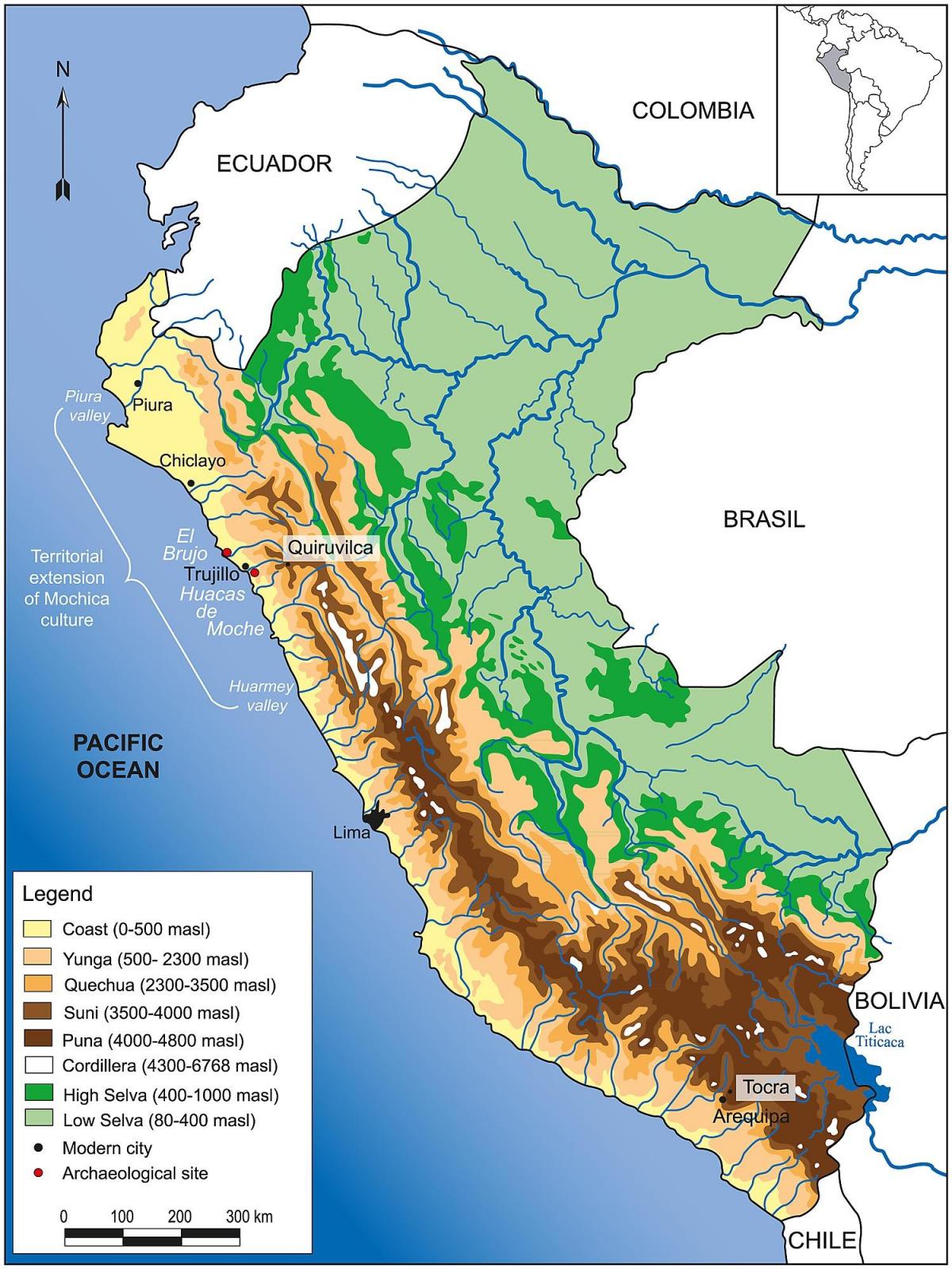 Peru geografi kort