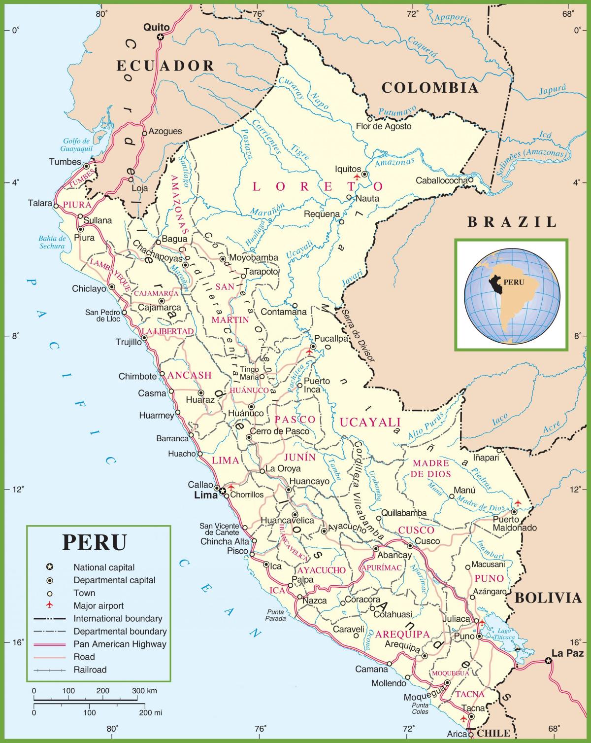 kort over politisk kort over Peru