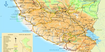 Kort over det sydlige Peru