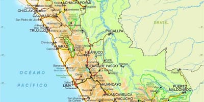 Andesbjergene Peru kort