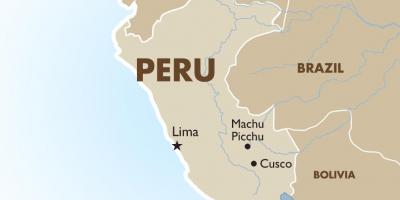 Kort over Peru og de omkringliggende lande