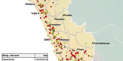 Kort over Peru naturlige ressourcer
