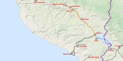 Peru tog kort